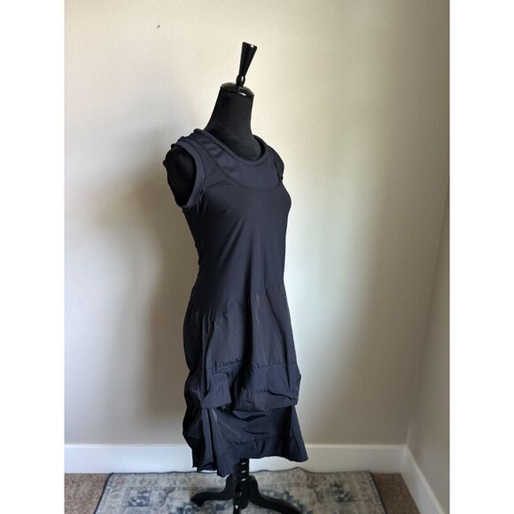 SUN LIGHT Women's Black Taffeta Bubble Hem Parachute Midi Tank Dress Size 2 - Picture 5 of 8